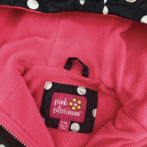 Pink Platinum Baby Girls' Infant 6-9m Polka Dot Outerwear Jacket, Fleece Lining - Picture 3 of 10